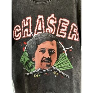Check Chaser Pablo Escobar Acid‎ Washed Oversized T-shirt - Men's Large